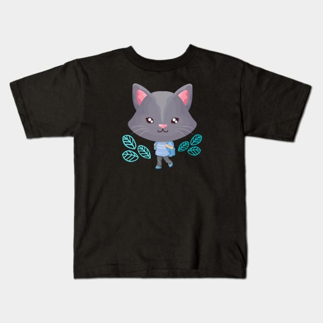 Head of cute cat Kids T-Shirt by m-laP